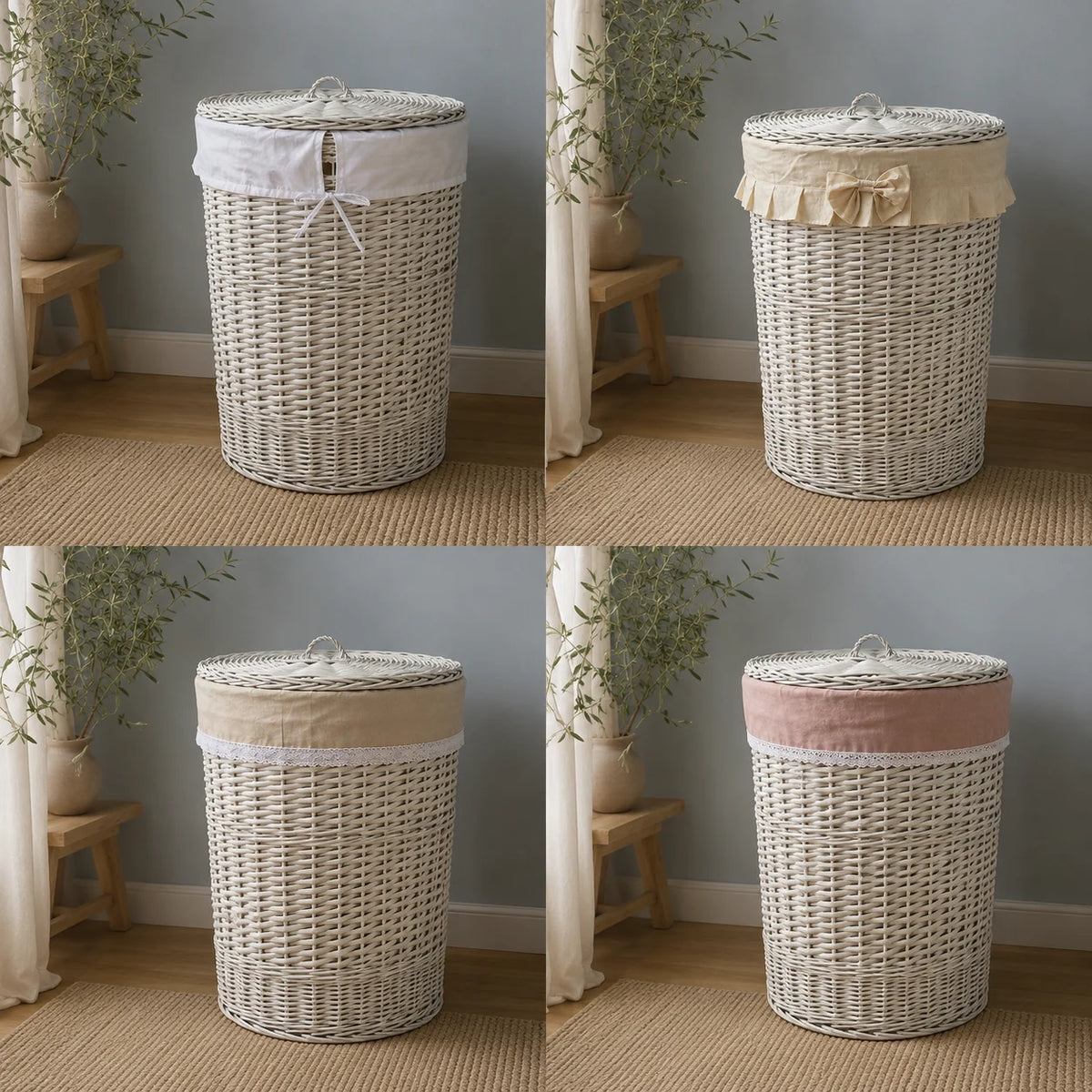 Round Hamper with lid "White"