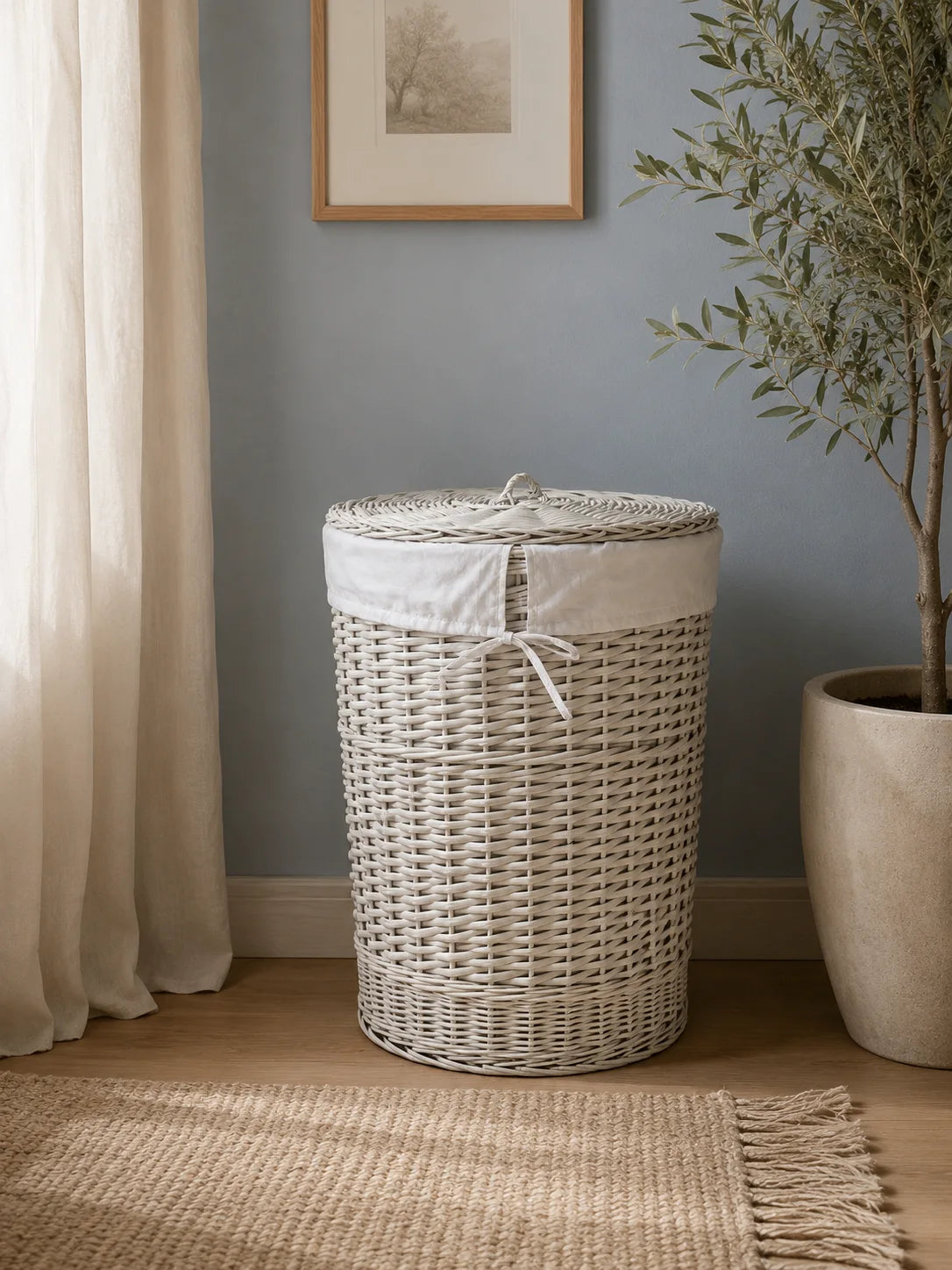 Round Hamper with lid "White"
