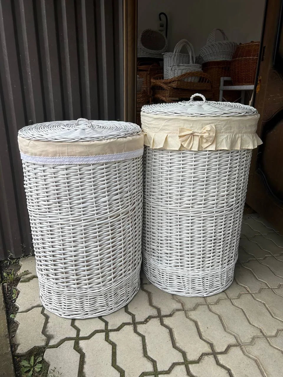 Round Hamper with lid "White"