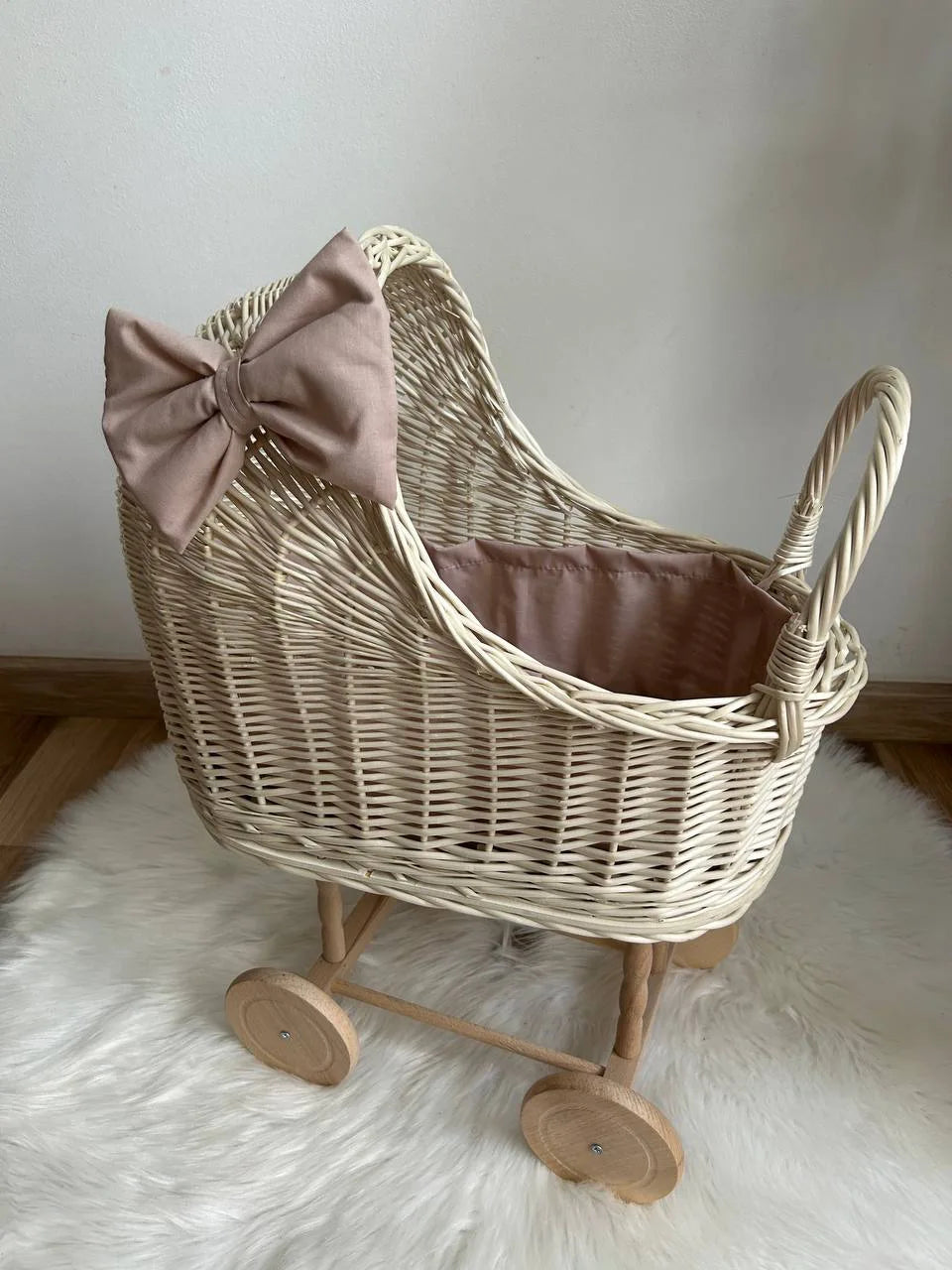 Wicker Doll Buggy "Dark Cream"