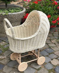 Wicker Baby Carriage "White"