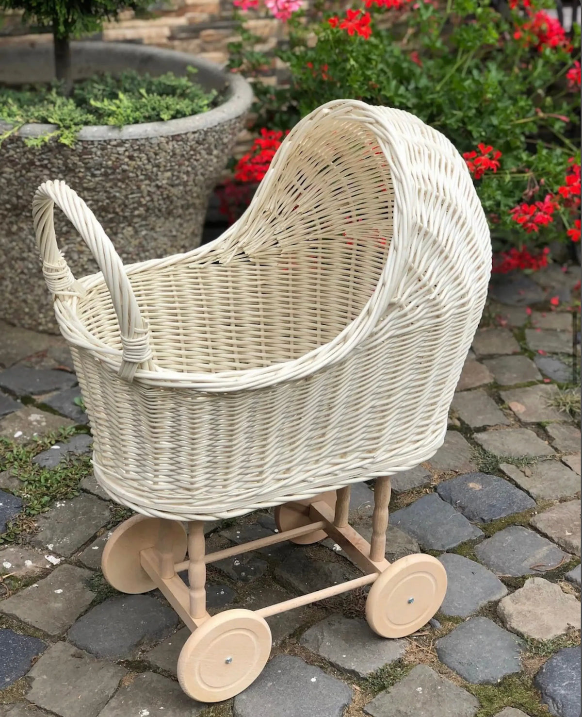 Wicker Baby Carriage "White"