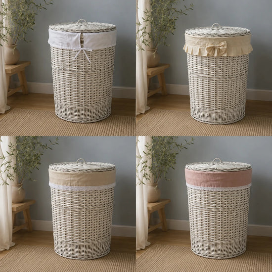 Round Hamper with lid "White"