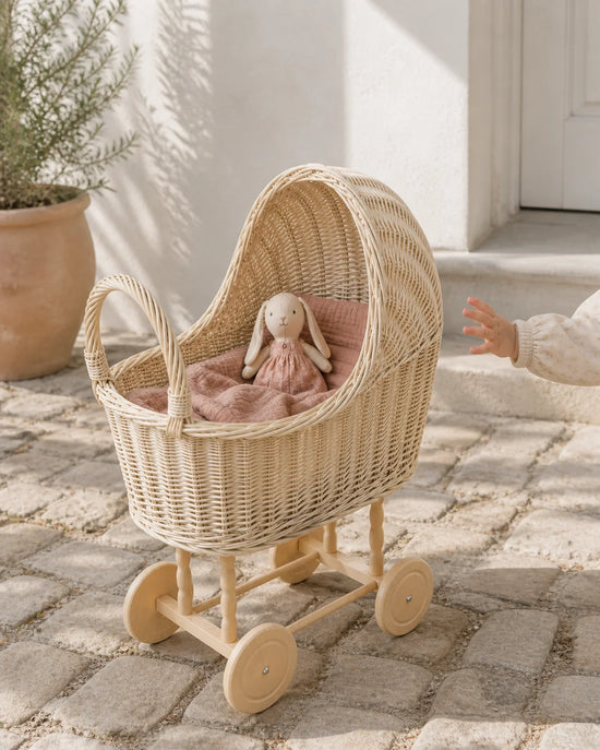 Wicker Baby Carriage "White"