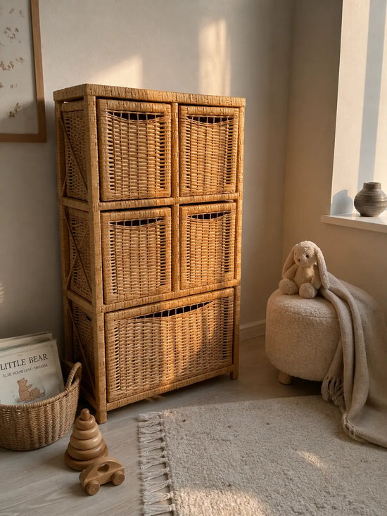 Wicker Chest of Drawers – Boho Storage Cabinet