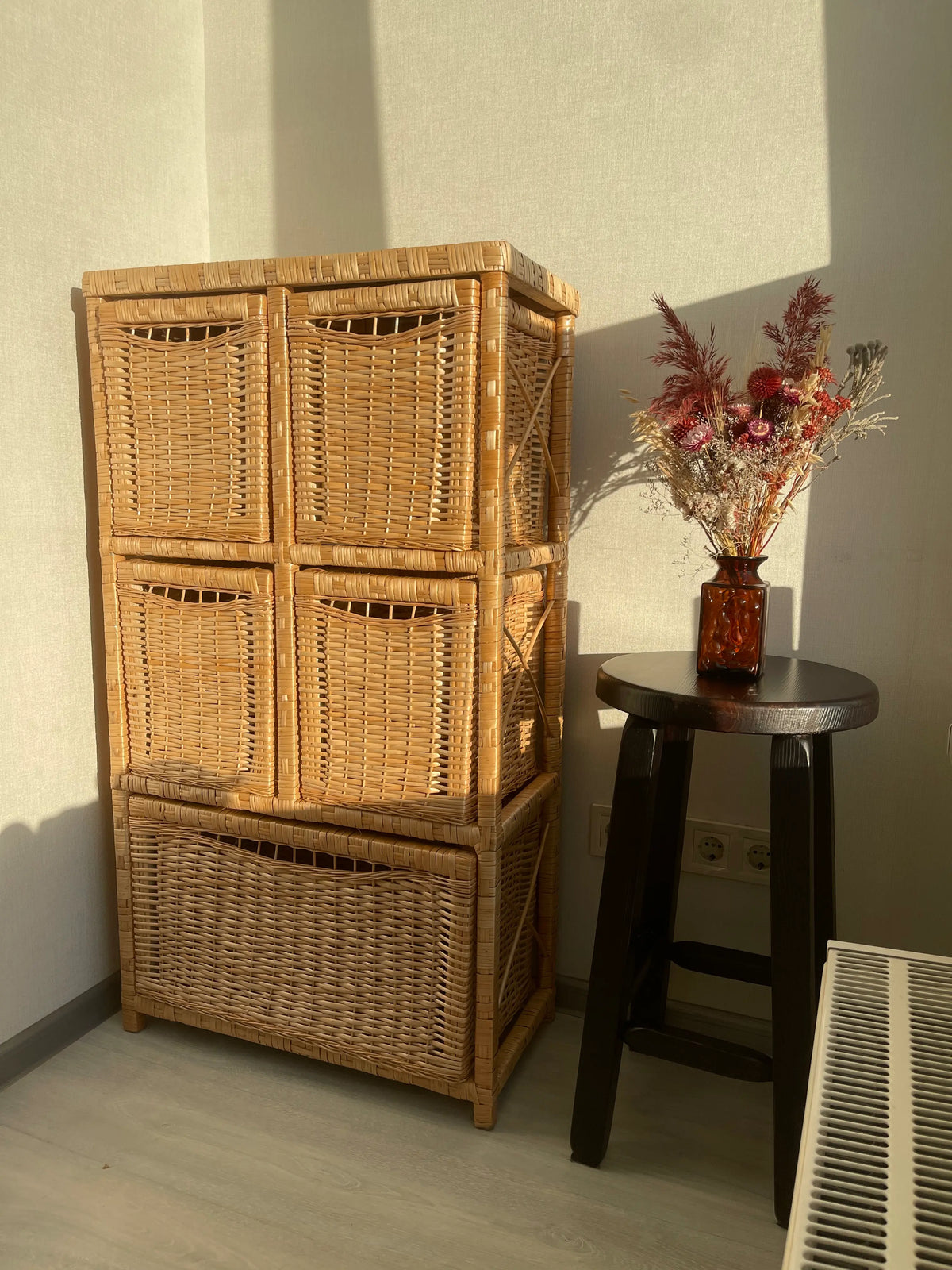 Wicker Chest of Drawers – Boho Storage Cabinet