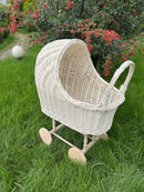 Wicker Baby Carriage "White"