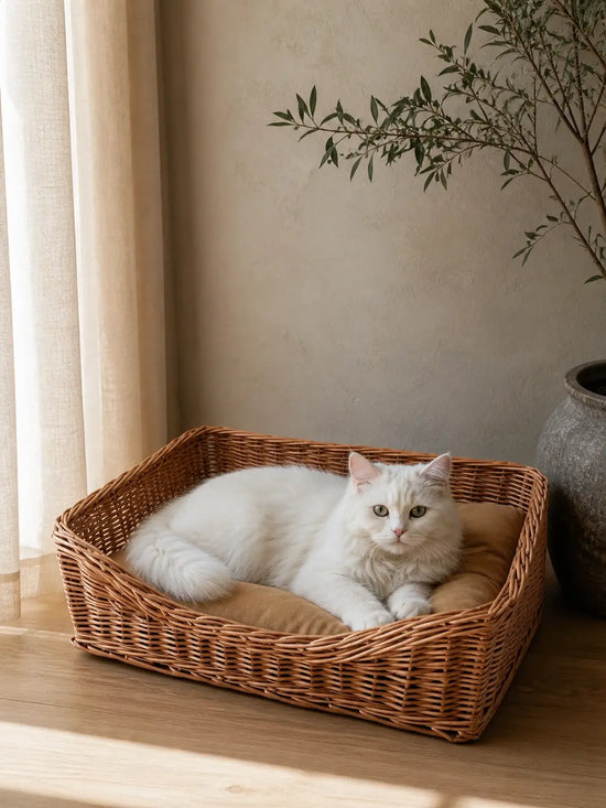 Wicker Pet Bed – Handmade Cat & Small Dog Basket