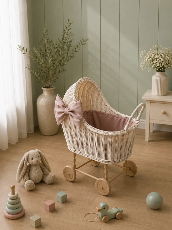 Wicker Doll Buggy "Dark Cream"