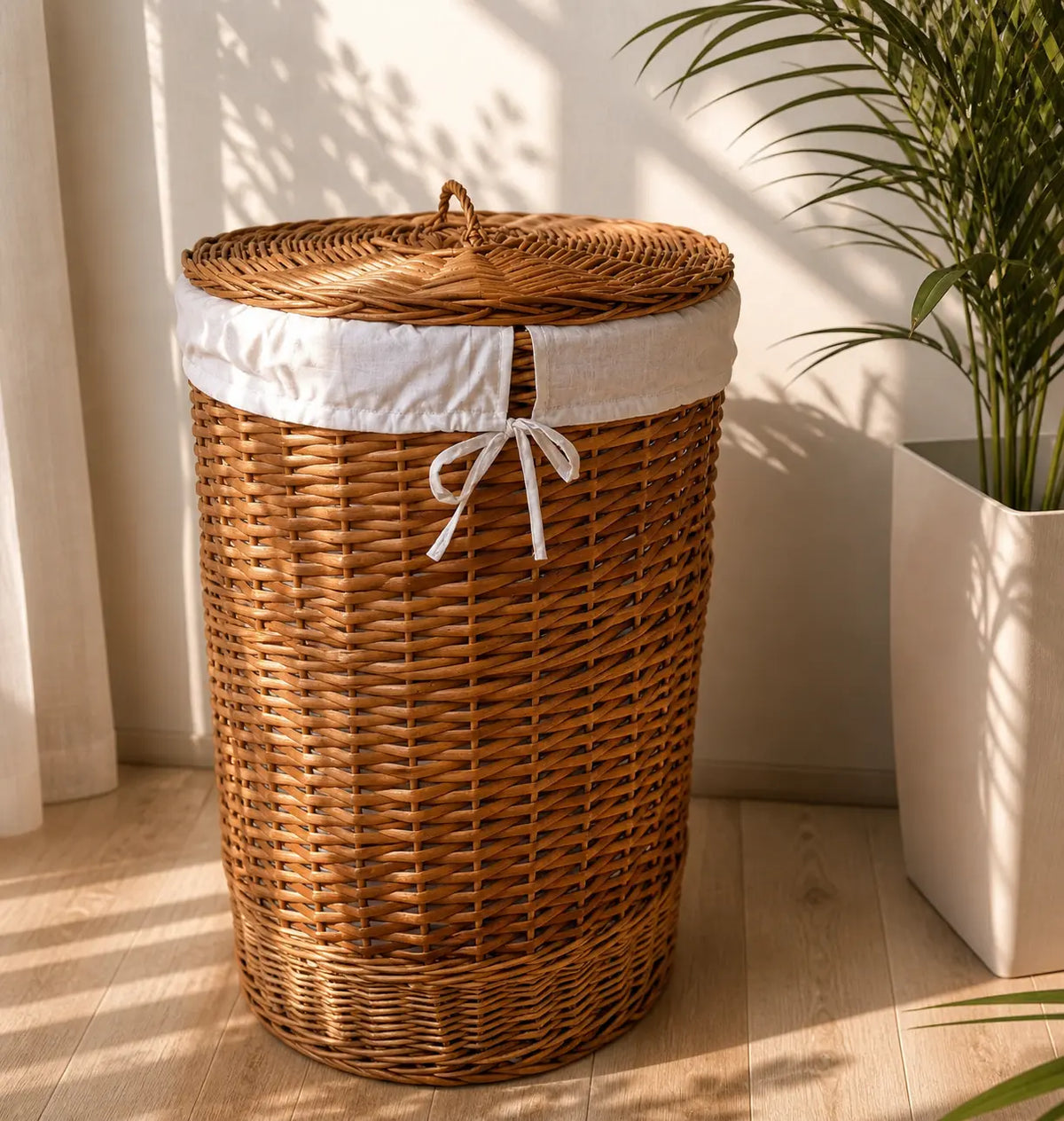 Round Laundry Basket – Wicker Storage Hamper