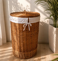 Round Laundry Basket – Wicker Storage Hamper