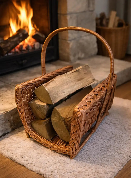 Wicker Log Carrier – Firewood Storage Basket