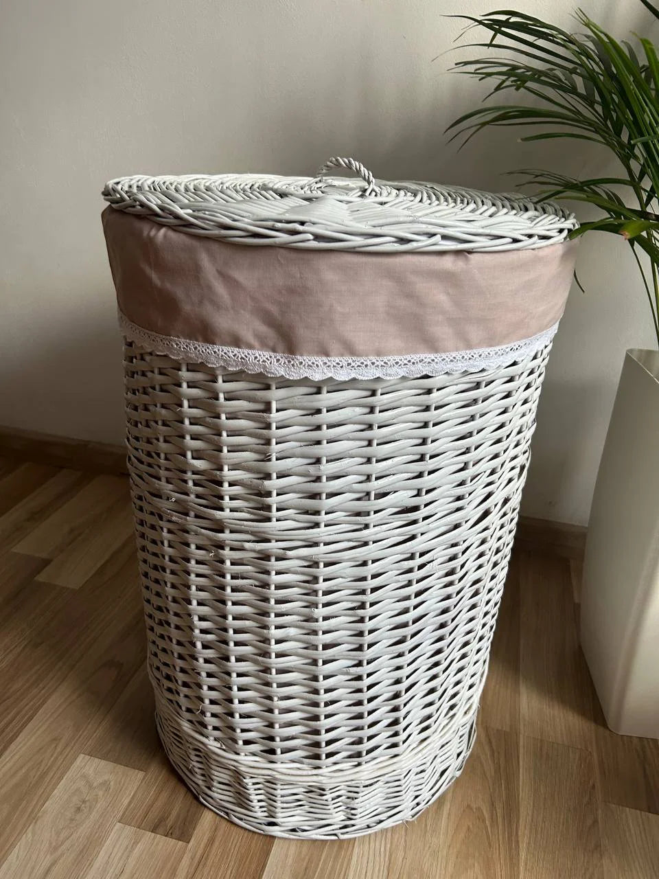 Round Hamper with lid "White"