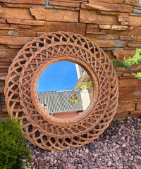 Round Wicker Wall Mirror