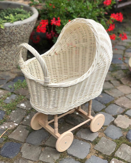 Wicker Baby Carriage "White"