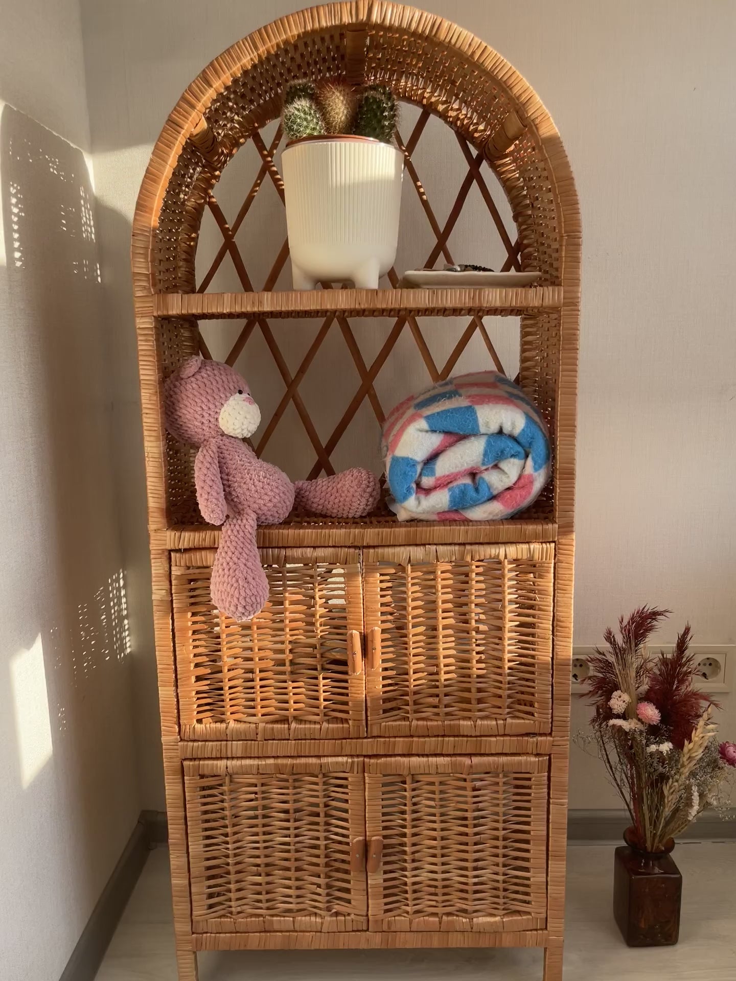 Arched Wicker Cabinet "Rustic"