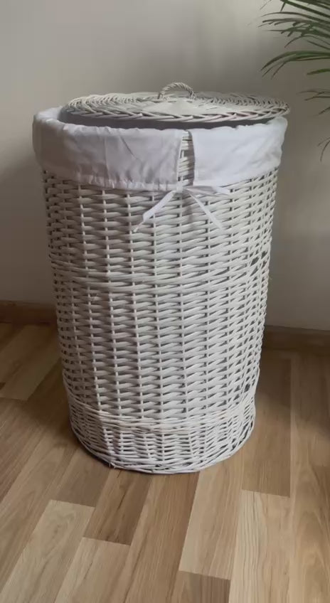 Round Hamper with lid "White"