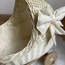 Wicker Doll Pram - Wooden Handle "White"