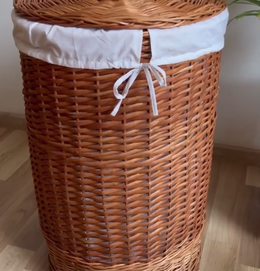Round Laundry Basket – Wicker Storage Hamper